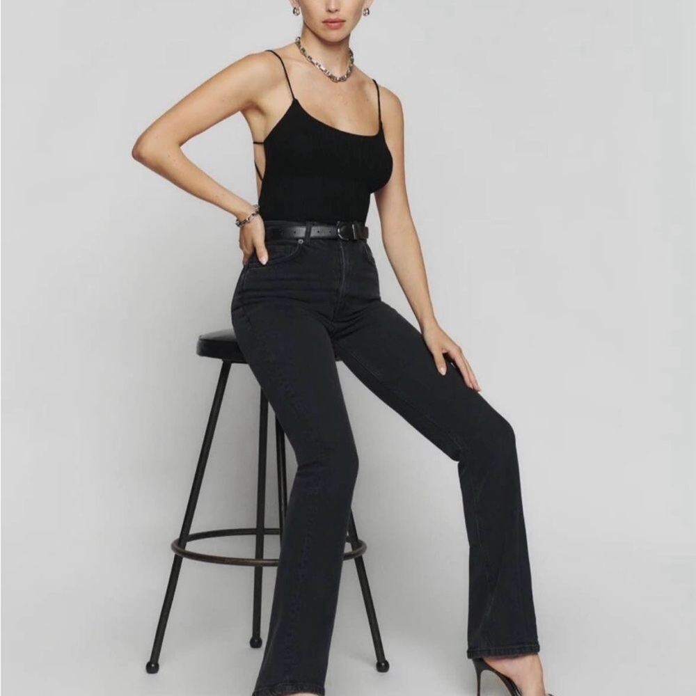 Reformation Black Straight Leg Jeans